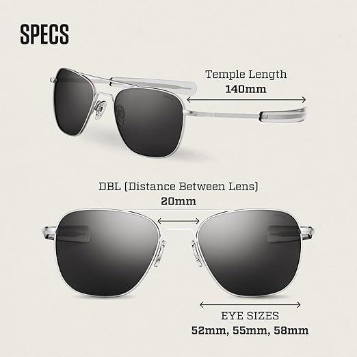Randolph Eyewear Aviator Sunglasses for Men & Women – Non-Polarized & Polarized Lenses, Matte Chrome UV Protection Sunglasses