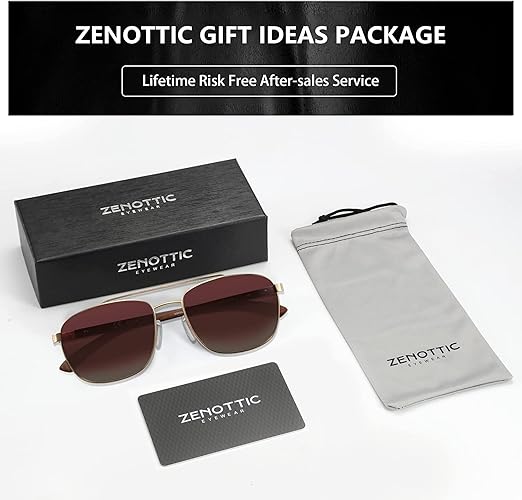ZENOTTIC Aviator Wood Polarized Sunglasses for Men 100% UV Protection Fishing Driving Golf