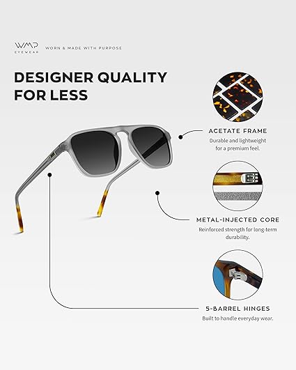WearMe Pro Polarized Modern Aviator One-Bridge Square Mens Sunglasses
