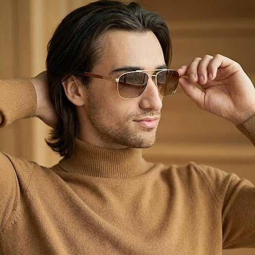 ZENOTTIC Aviator Wood Polarized Sunglasses for Men 100% UV Protection Fishing Driving Golf